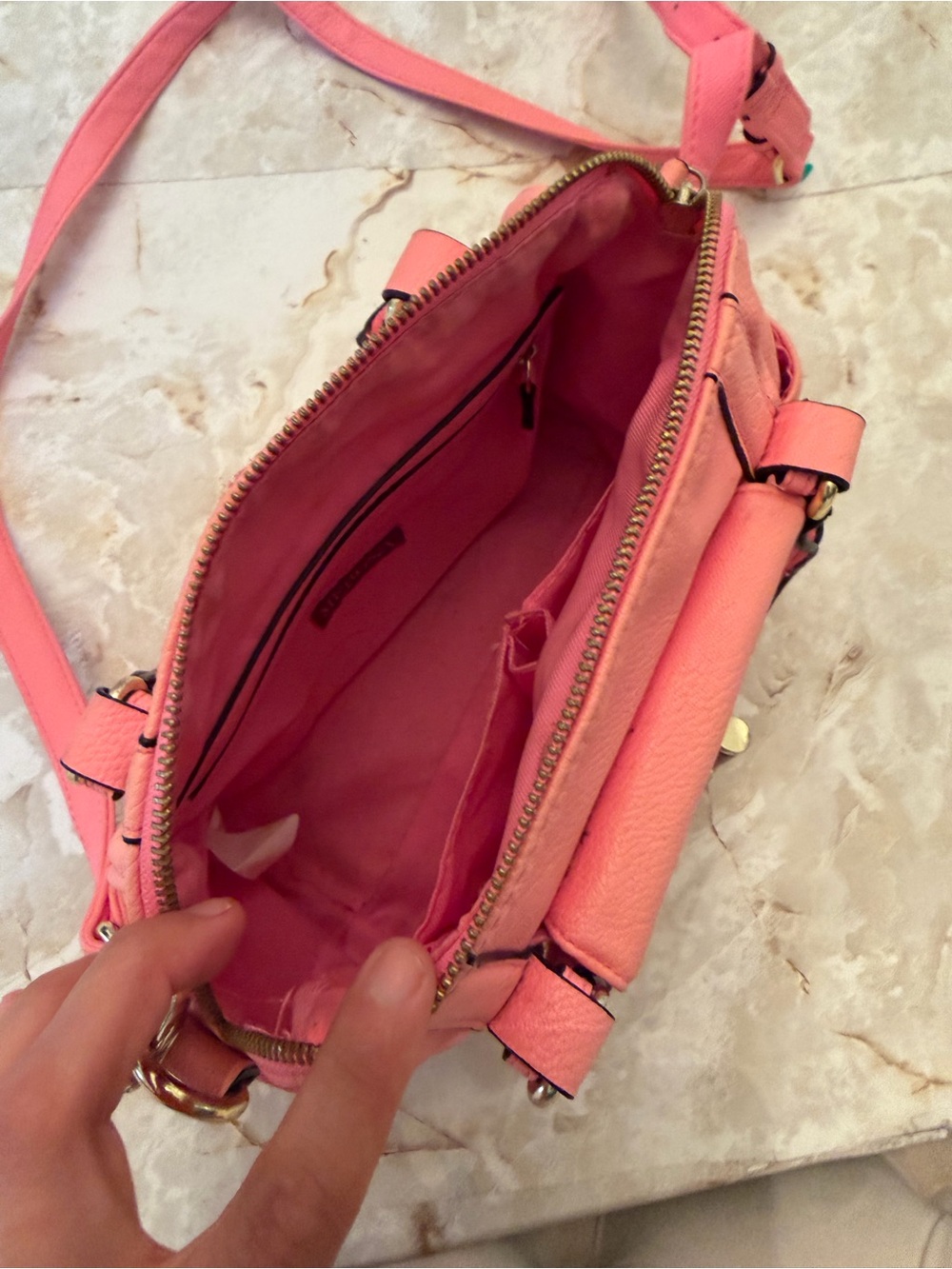 Merona Pink Crossbody Satchel with Gold-Tone Hardware - Picture 6 of 7